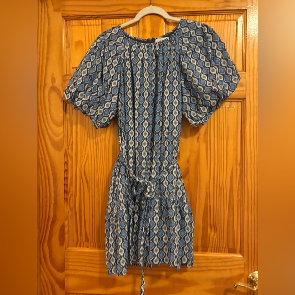 Blue Puffer Sleeve Mini Dress - Picture 5 of 7